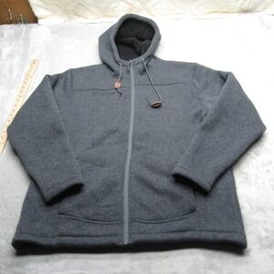 Boeing Jacket Mens Large Blue Hood Pockets Thick Fleece FullZip Employee Uniform